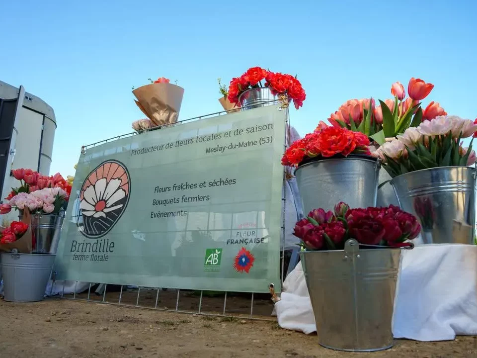 stand de vente de fleurs sur un marché